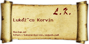 Lukács Korvin névjegykártya